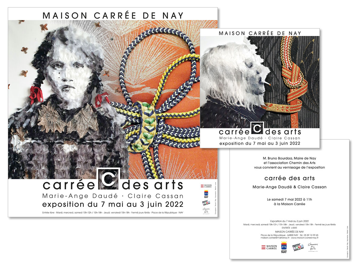 Exposition Exposition "carrée des arts" 2022 à la Maison Carrée de Nay - Une affiche et un carton signés scom communication