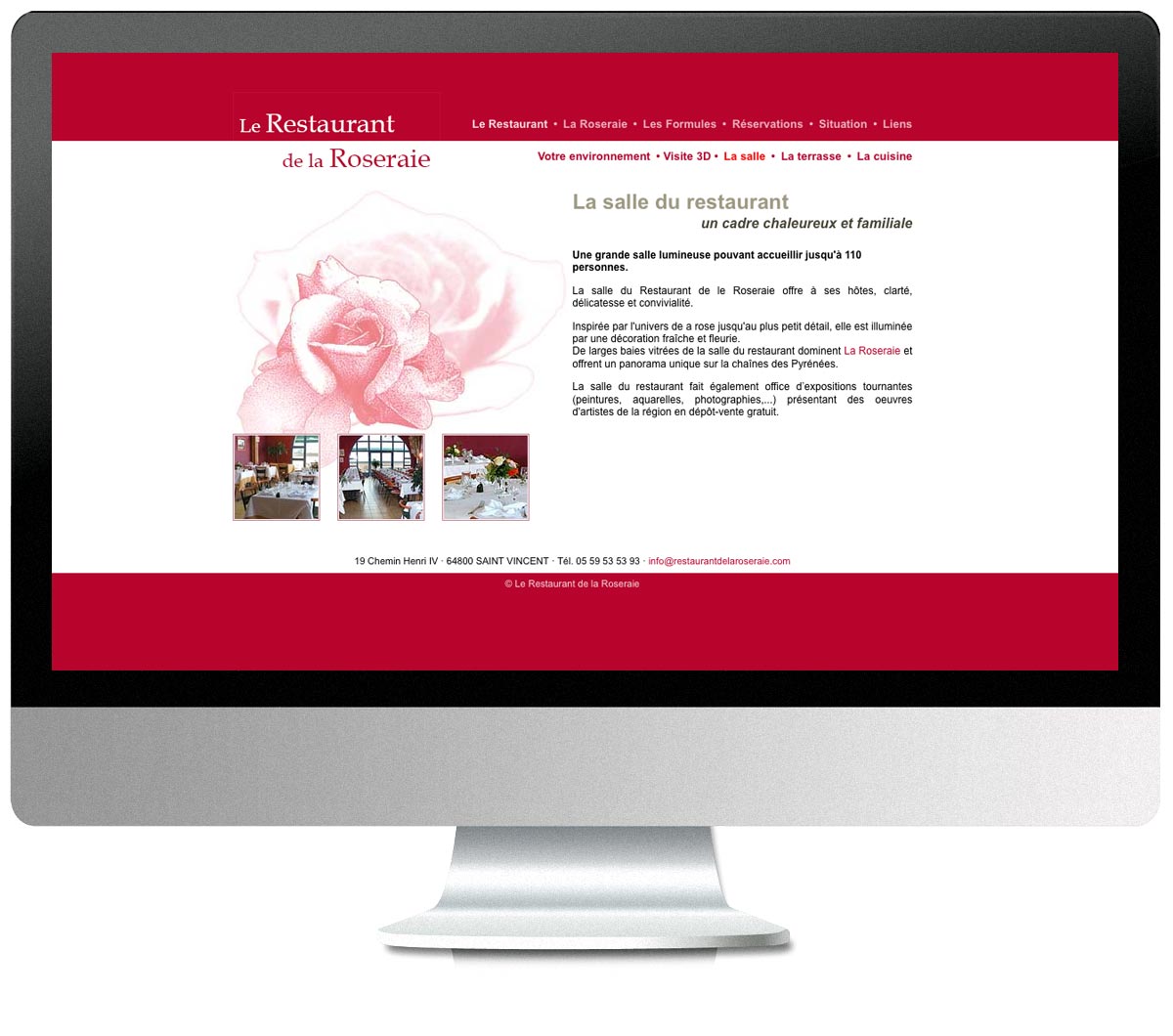 site internet Restaurant de la Roseraie